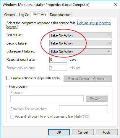 Windows modules installer using 100% CPU